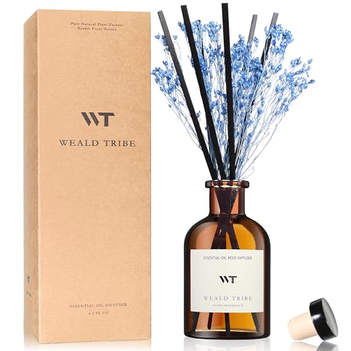 WEALD TRIBE Flower Reed Diffuser Set Ocean Mist & Sea Salt Scent for Bathroom Air Fresheners | 4.0 fl oz Essential Oils with Sticks Home Fragrance Defusers | House Bedroom Office Shelf Decor & Gift - Image 1