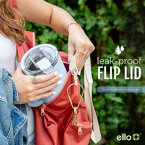 Ello Port 40oz Tumbler with Carry Loop & Integrated Handle, Vacuum Insulated Stainless Steel Reusable Water Bottle, Travel Mug with Leak Proof Lid & Straw, Perfect for Iced Coffee & Tea, White - Image 3