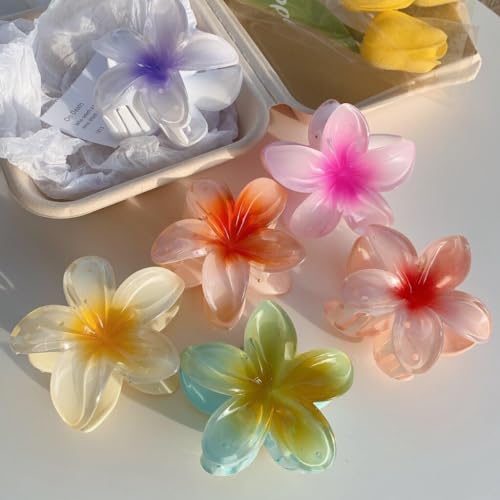 FAVELA Resin Flower Hair Claw Clips For Women and Girls | Stylish and Comfortable Beach Tropical Strong Grip Non-slip Hair Clutcher Hair Accessories (Pack of 3) - Image 3