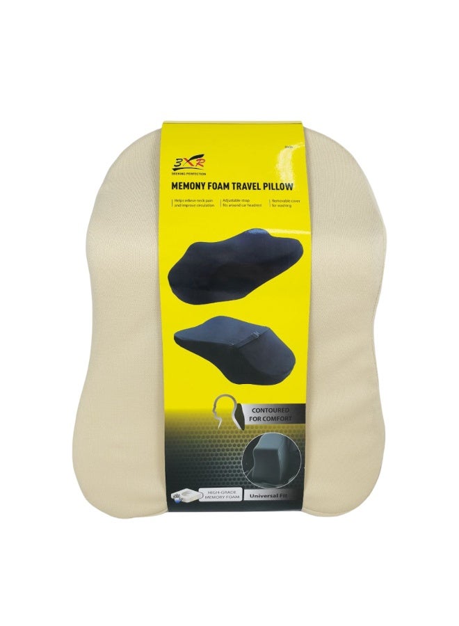 3 اكس ار وسادة سفر 3XR من إسفنج الذاكرة 3808، وسادة مريحة لدعم الرأس والرقبة والكتفين للسيارة والمكتب والطائرة والمنزل، لتخفيف الضغط، غطاء قابل للتهوية، ملاءمة عالمية، تصميم قابل للإزالة والغسل - Image 2