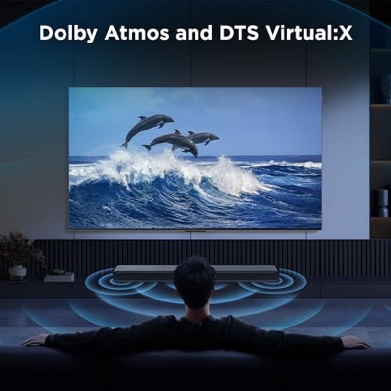 شريط صوت للمسرح المنزلي بهيكل من الألومنيوم ولمسة نهائية سوداء ونظام Dolby Atmos وDTS Virtual:X لتجربة صوتية غامرة - Image 3