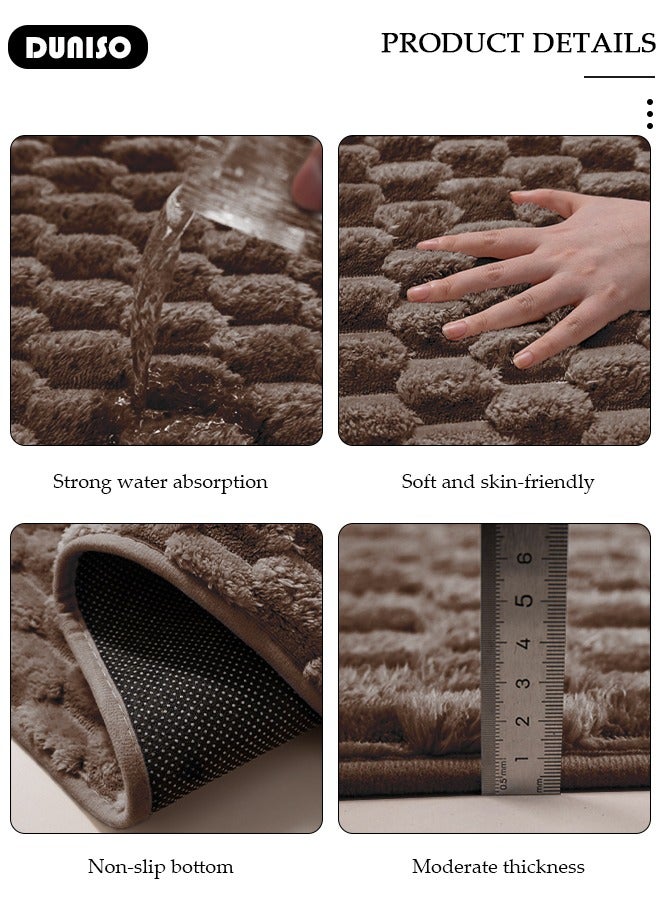 DUNISO 3 Piece Bathroom Rug Set Includes Bath Rug, Contour Mat and Toilet Lid Cover, Super Soft Water Absorbent & Non-Slip Bath Mats for Bathroom Floor, Tub and Shower Room, Machine Washable  - Image 2