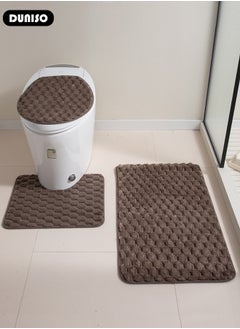 3 Piece Bathroom Rug Set Includes Bath Rug, Contour Mat and Toilet Lid Cover, Super Soft Water Absorbent & Non-Slip Bath Mats for Bathroom Floor, Tub and Shower Room, Machine Washable - pzsku/ZEFBC7F6BD6376470674BZ/45/_/1734486901/9d14d08a-2b30-43b0-8bf3-f7d69e352d20