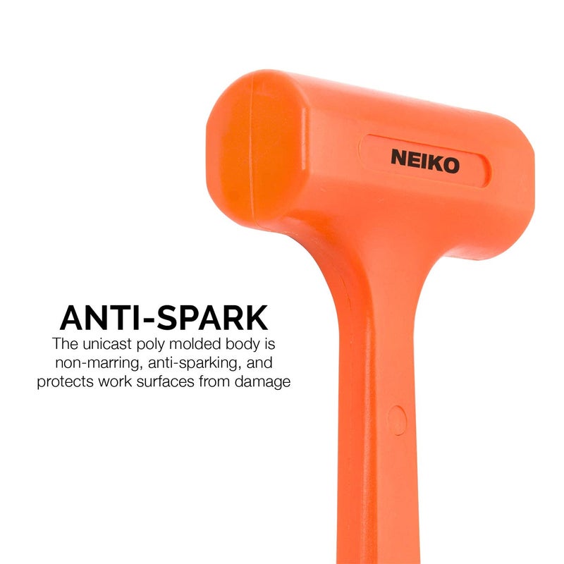 NEIKO 02847A 2 LB Dead Blow Hammer, Neon Orange | Unibody Molded | Checkered Grip | Spark and Rebound Resistant - Image 5