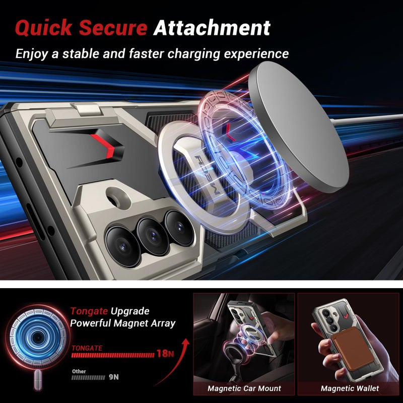 TONGATE حامل مغناطيسي دوار 360° من TONGATE لجراب Z Fold 7 مع واقي شاشة خصوصية، [متوافق مع Magsafe] [مضاد للتجسس] [حامل حلقة 360°] جراب كامل الجسم مضاد للصدمات لهاتف سامسونج جالاكسي Z Fold 7 - Image 3