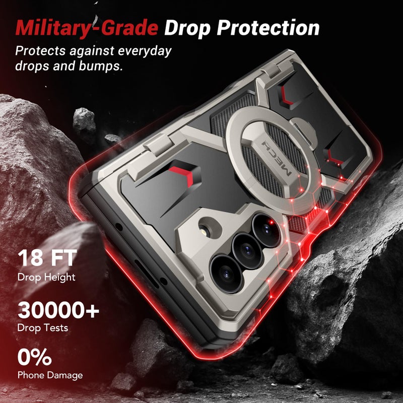 TONGATE حامل مغناطيسي دوار 360° من TONGATE لجراب Z Fold 7 مع واقي شاشة خصوصية، [متوافق مع Magsafe] [مضاد للتجسس] [حامل حلقة 360°] جراب كامل الجسم مضاد للصدمات لهاتف سامسونج جالاكسي Z Fold 7 - Image 5