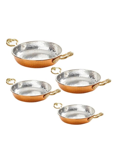 Handmade Ottoman-Style Copper Pan Set – Unique Design, Made in Turkey (Set of 4 pieces)