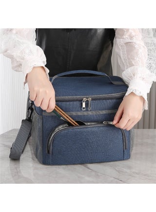 Insulated Thermal Lunch Bag Blue/Grey，Insulated Lunch Bag for Women Men, Large Reusable Lunch Box for Work Office Picnic Hiking Beach - Leakproof High Capacity Foldable Adults Cooler Tote Bag with Adjustable Shoulder Strap, Blue - pzsku/ZEFBC9D1CF0D7A26086FBZ/45/1747721452/023167a2-1eee-4103-9a80-9dec797d8366
