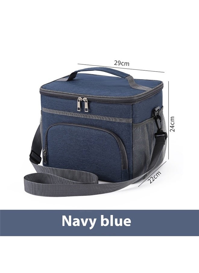 yongsheng Insulated Thermal Lunch Bag Blue/Grey，Insulated Lunch Bag for Women Men, Large Reusable Lunch Box for Work Office Picnic Hiking Beach - Leakproof High Capacity Foldable Adults Cooler Tote Bag with Adjustable Shoulder Strap, Blue  - Image 2