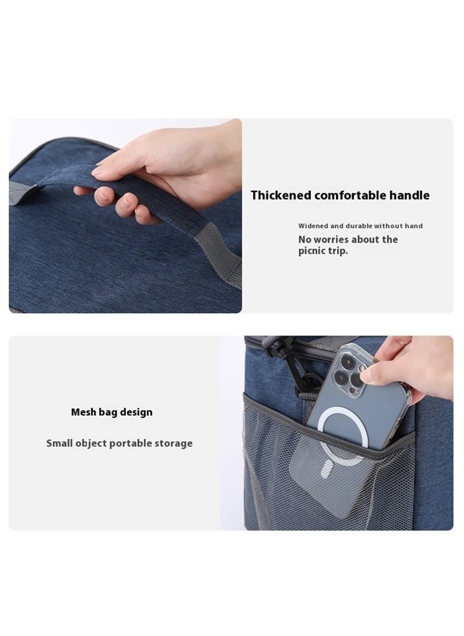 yongsheng Insulated Thermal Lunch Bag Blue/Grey，Insulated Lunch Bag for Women Men, Large Reusable Lunch Box for Work Office Picnic Hiking Beach - Leakproof High Capacity Foldable Adults Cooler Tote Bag with Adjustable Shoulder Strap, Blue  - Image 4
