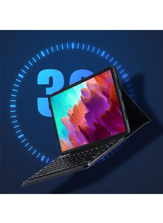 Keyboard Case Compatible with Lenovo Tab P12 12.7'' 2023,7 Color Backlit Keyboard with Mouse,PU Stand Cover for Tab P12 12.7 Inch Tablet - Image 3