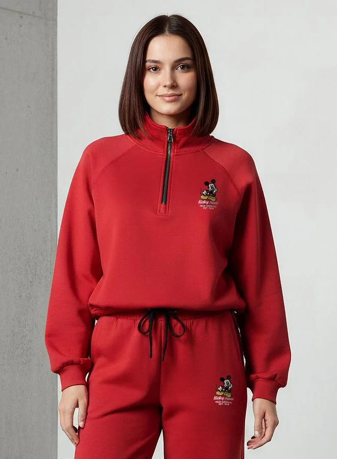 اس بي كاركترز Sweatshirt with Mickey Mouse Embroidery Cotton