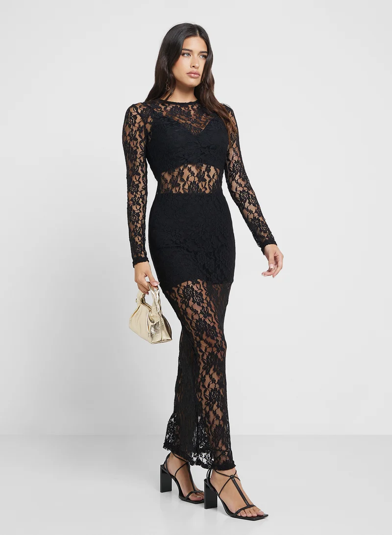 Ginger Lace Fitted Maxi Dress