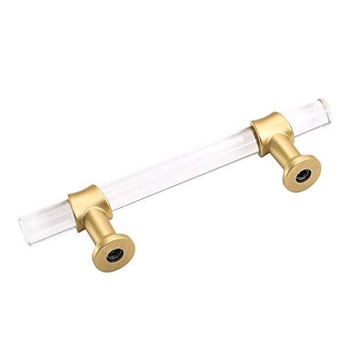 Peaha 10 Pack 3-1/2 Inch Acrylic Cabinet Pulls Gold Drawer Handles Brushed Brass Hardware Zinc Alloy for Dresser Cupboard Kitchen - Image 3