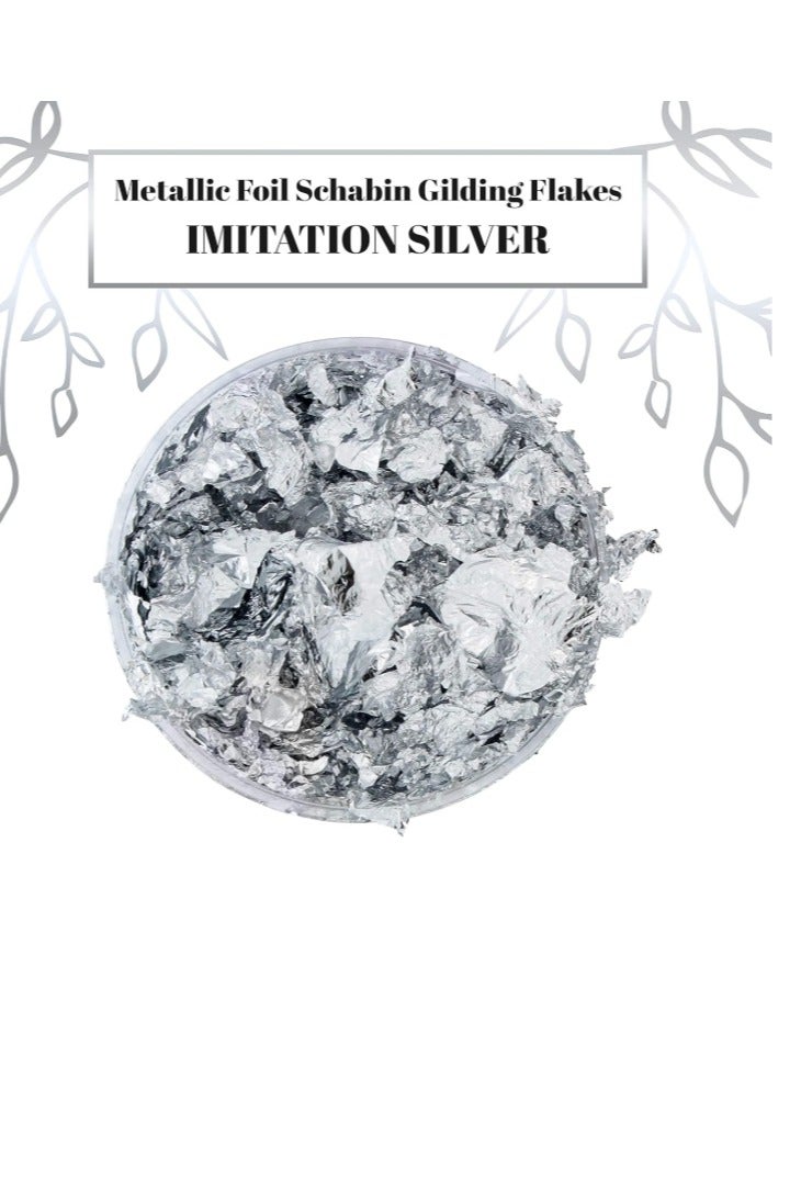 الواحة-TH رقائق ورق فضية معدنية مطلية بالذهب 10 جرام - زجاجة فضية مقلدة 10 جرام - إطارات صور مطلية بالذهب، لوحات، أثاث، تزيين راتنج إيبوكسي، مسامير، مجوهرات، فنون يدوية، سلايم - Image 2