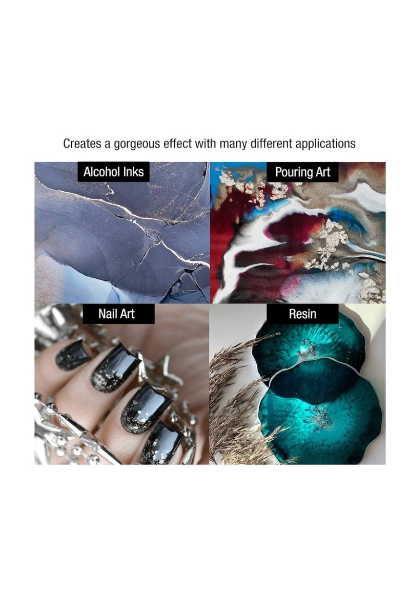 الواحة-TH رقائق ورق فضية معدنية مطلية بالذهب 10 جرام - زجاجة فضية مقلدة 10 جرام - إطارات صور مطلية بالذهب، لوحات، أثاث، تزيين راتنج إيبوكسي، مسامير، مجوهرات، فنون يدوية، سلايم - Image 3