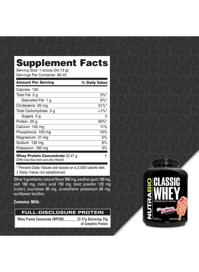 NutraBio Classic Whey Protein Powder - No Fillers, Artificial Colors, Preservatives - Low Glycemic Index - Strawberry Shortcake, 5 Pounds - Image 2