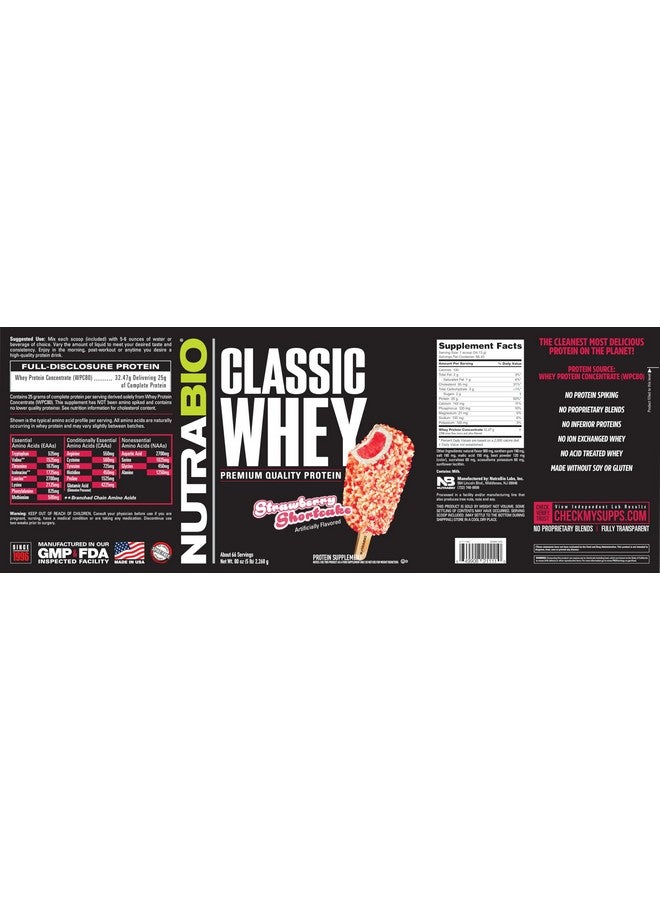 NutraBio Classic Whey Protein Powder - No Fillers, Artificial Colors, Preservatives - Low Glycemic Index - Strawberry Shortcake, 5 Pounds - Image 5