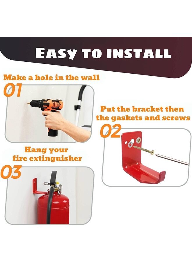 4PCS Fire Extinguisher Mount, Fire Extinguisher Wall Bracket, Home Fire Extinguisher Brackets Adjustable Fire Extinguishers for The House 40LB Fire Extinguisher Bracket Screws - Firepla - Image 4
