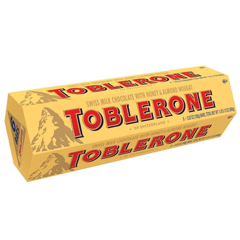 Toblerone توبليرون شوكولاتة الحليب السويسرية مع العسل ونوجات اللوز 2 عبوة من 6 ألواح - Image 3