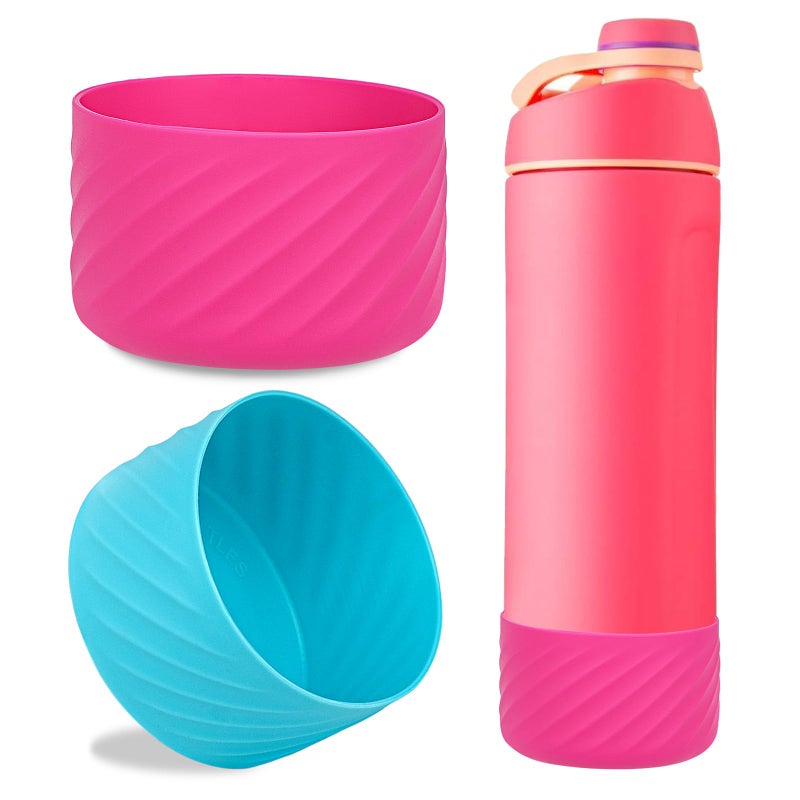 2Pcs Silicone Boot Base Sleeve for Owala Water Bottle FreeSip Twist and Flip Protective Silicone Bottom Bumper for Owala Flask Water Bottle Accessories BPA Free