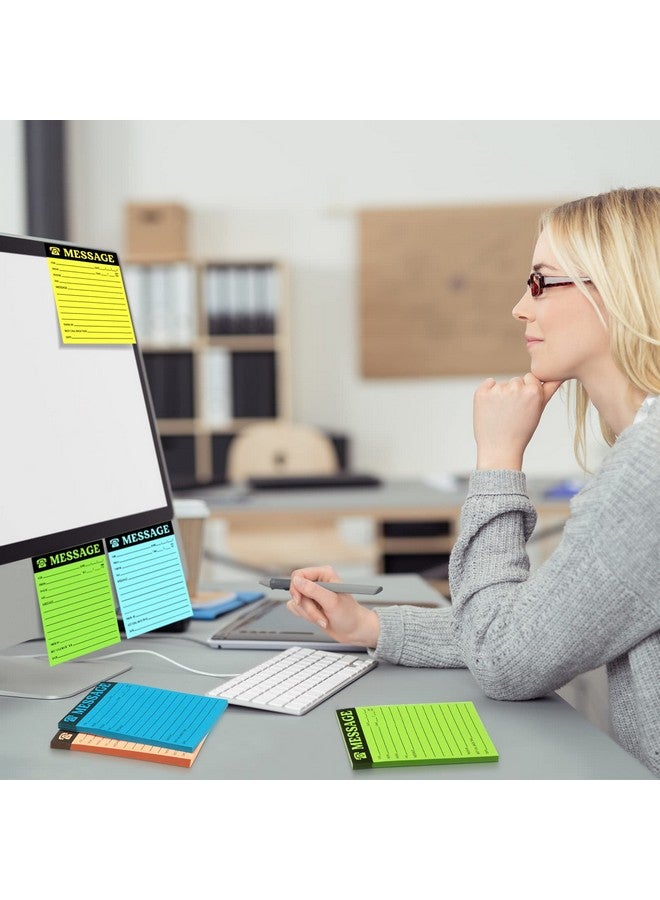 اياستي لوحة رسائل الهاتف، ملاحظات لاصقة ذاتية اللصق 4 × 3.4 بوصة، دفتر رسائل ملون زاهٍ، دفتر ملاحظات للرد على المكالمات، لوازم المكتب المنزلي، ألوان نيون متنوعة (ألوان زاهية، 8 قطع) - Image 3