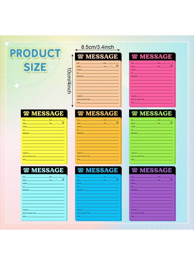 اياستي لوحة رسائل الهاتف، ملاحظات لاصقة ذاتية اللصق 4 × 3.4 بوصة، دفتر رسائل ملون زاهٍ، دفتر ملاحظات للرد على المكالمات، لوازم المكتب المنزلي، ألوان نيون متنوعة (ألوان زاهية، 8 قطع) - Image 2