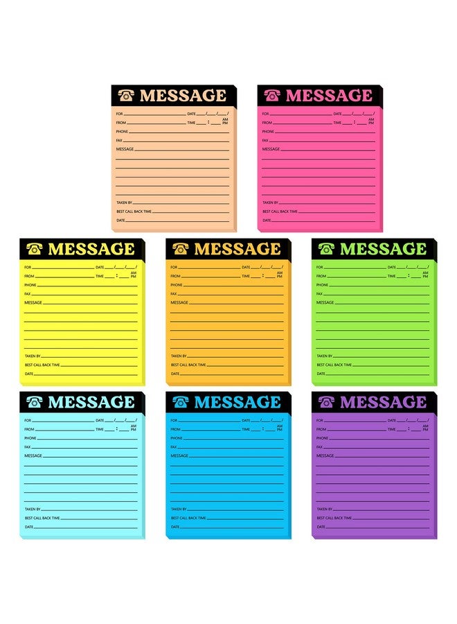 اياستي لوحة رسائل الهاتف، ملاحظات لاصقة ذاتية اللصق 4 × 3.4 بوصة، دفتر رسائل ملون زاهٍ، دفتر ملاحظات للرد على المكالمات، لوازم المكتب المنزلي، ألوان نيون متنوعة (ألوان زاهية، 8 قطع) - Image 1