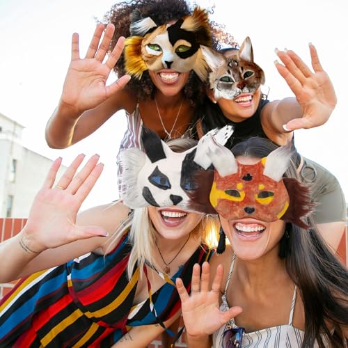 B BBPM Therian Mask Kit Cat Fox Masks with Fur Eye Mesh and Felt Sheet 4PCS Furry Animal Mask to Paint Arts Crafts Gear Diy for Halloween CosplayMasquerade Therian Accessory - Image 5