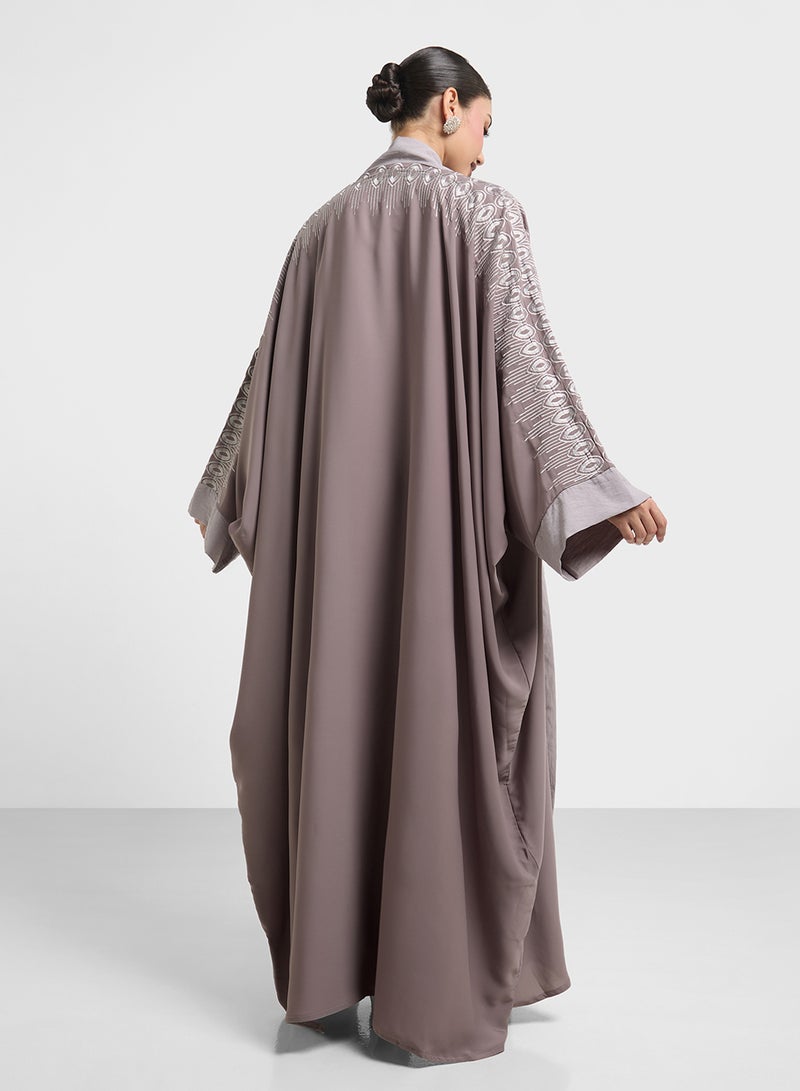 hayas closet Embroidered Abaya with Sheila  - Image 2