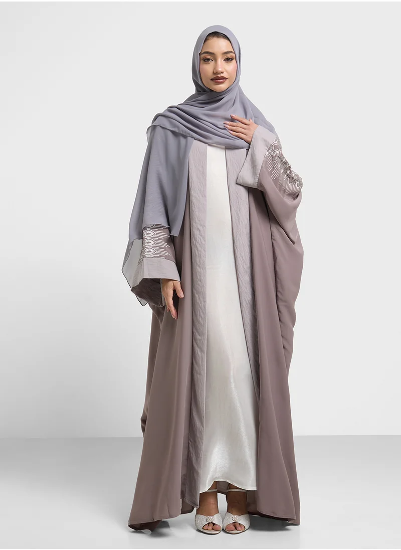 hayas closet Embroidered Abaya with Sheila