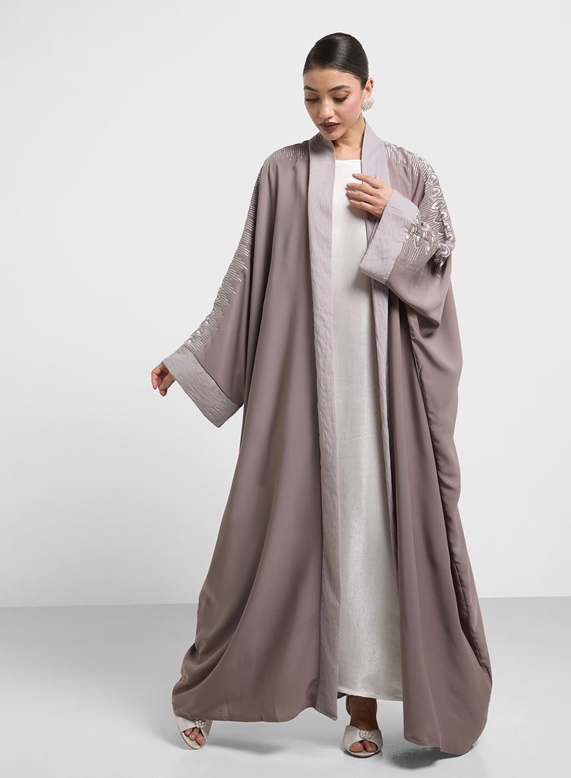hayas closet Embroidered Abaya with Sheila  - Image 4
