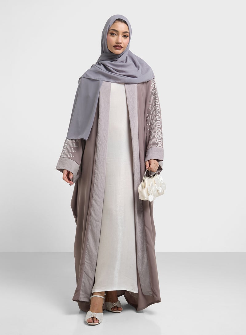 hayas closet Embroidered Abaya with Sheila  - Image 5