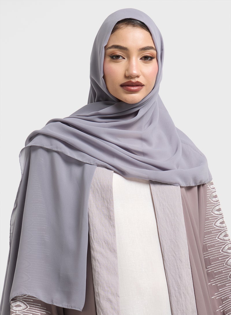 hayas closet Embroidered Abaya with Sheila  - Image 3