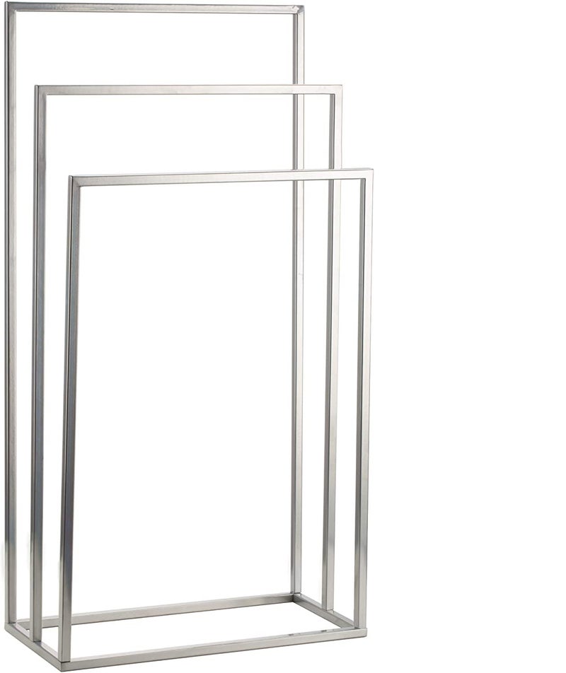 INDIAN DECOR INDIAN DECOR 48255 Stainless Steel Metal Towel Rack 3 Towel Rails 43 x 80 x 20 cm Assembled Bathroom Bedroom MetalBathroom Organizer Chrome  - Image 1