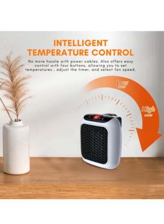 EVEREEN Wall Mounted Electric Fan Heater, Electric Heater, Compact Small Warmer, 800W PTC Ceramic Technology Rapid Heating, Thermostat Fast Heating, Ultra Quiet Small Safe Space Heater for Office Home Room - Image 3
