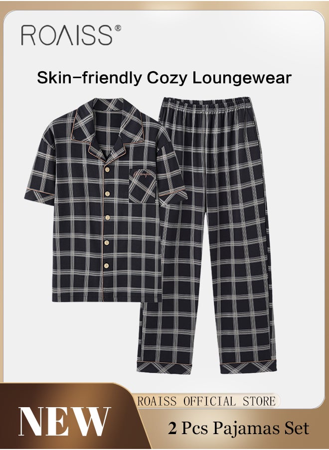 Spring And Autumn Male Cotton Pajama Sets Plus Size Sleepwear Fashion Gradient Plaid Pijama Men Set Pajamas Loungewear - pzsku/ZEFBCF032EA7A762C7CDEZ/45/_/1718089227/36df16c2-c73e-4ff1-8623-44753c064e43