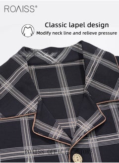 roaiss Spring And Autumn Male Cotton Pajama Sets Plus Size Sleepwear Fashion Gradient Plaid Pijama Men Set Pajamas Loungewear  - Image 3