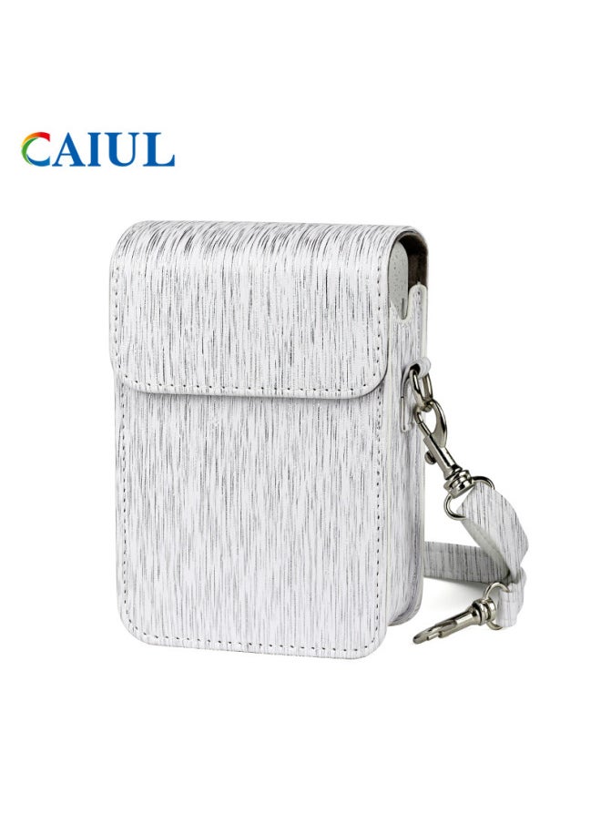 Generic For Polaroid Mini Liplay Camera Bag Brushed Protective Cover PU Leather One-shoulder Retro Camera Storage Bag-Color:Pearlescent White (brushed)  - Image 1