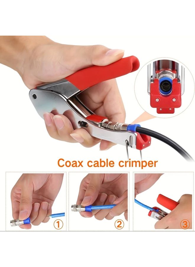 طقم كماشة كابل كو اكس سي مع أدوات تقشير أسلاك آر جي 6 وآر جي 59 وموصلات أف - Image 5