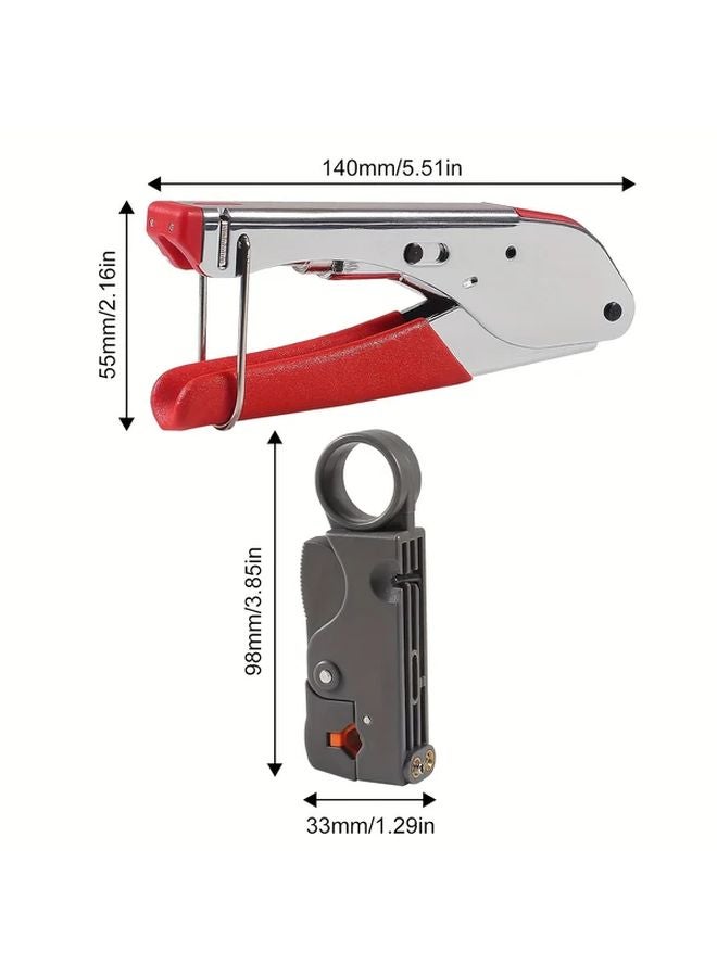 طقم كماشة كابل كو اكس سي مع أدوات تقشير أسلاك آر جي 6 وآر جي 59 وموصلات أف - Image 3