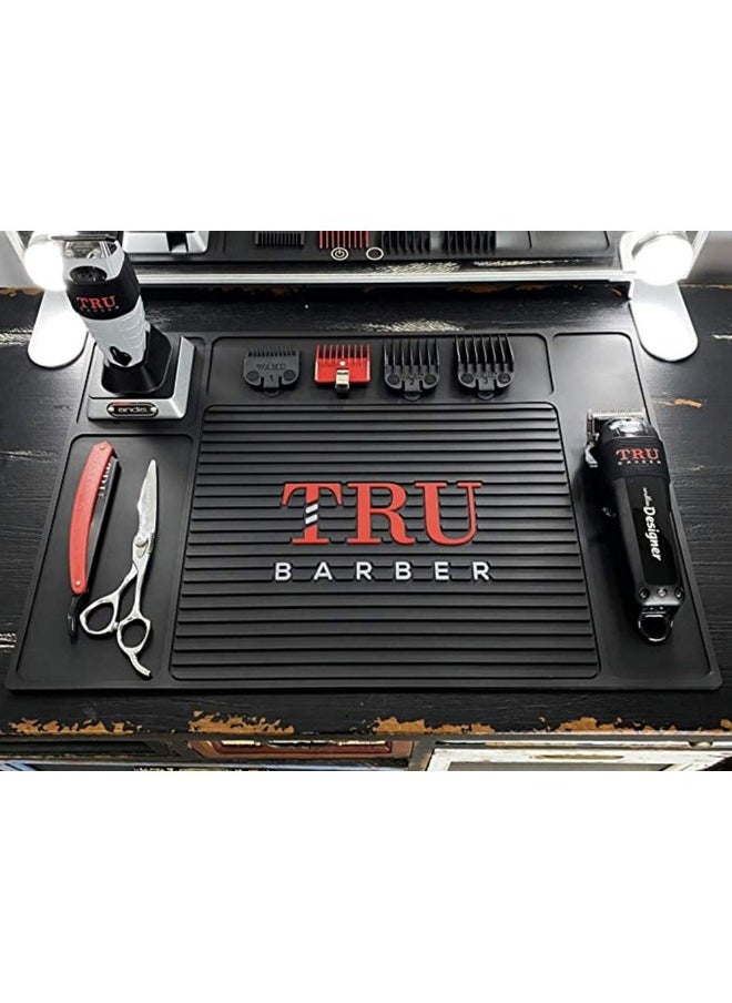 ترو باربر سجادة تنظيم TRU BARBER مقاس 18 بوصة × 13 بوصة (أسود) سجادة مرنة من مادة البولي فينيل كلوريد، وسادات محطة عمل صالون الحلاقة، وأدوات صالون التجميل، وسجادة طاولة لقص الشعر، مضادة للانزلاق  - Image 5
