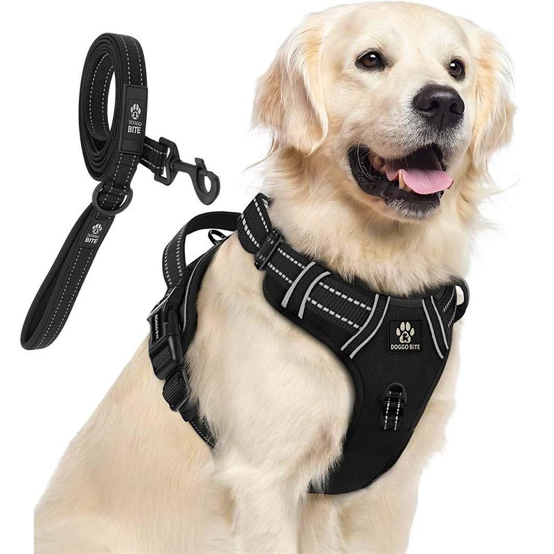 DOGGO BITE Premium Reflective Dog Vest Harness| Soft Breathable| Padded Handle| Adjustable Straps & Dual Lock Buckle| No-Choke Design with Free Leash-22mm Chest (28-35 inch) All Giant Breeds 35-60Kg - Image 1
