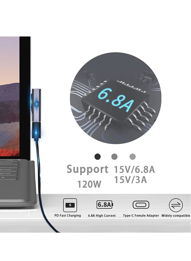 Y&D Microsoft Surface Connect to Type-C Female Adapter, 120W PD 15V-3A/6.8A USB Power Charger Cable Connector Compatible for Pro Series, Book Laptop Series - Image 3