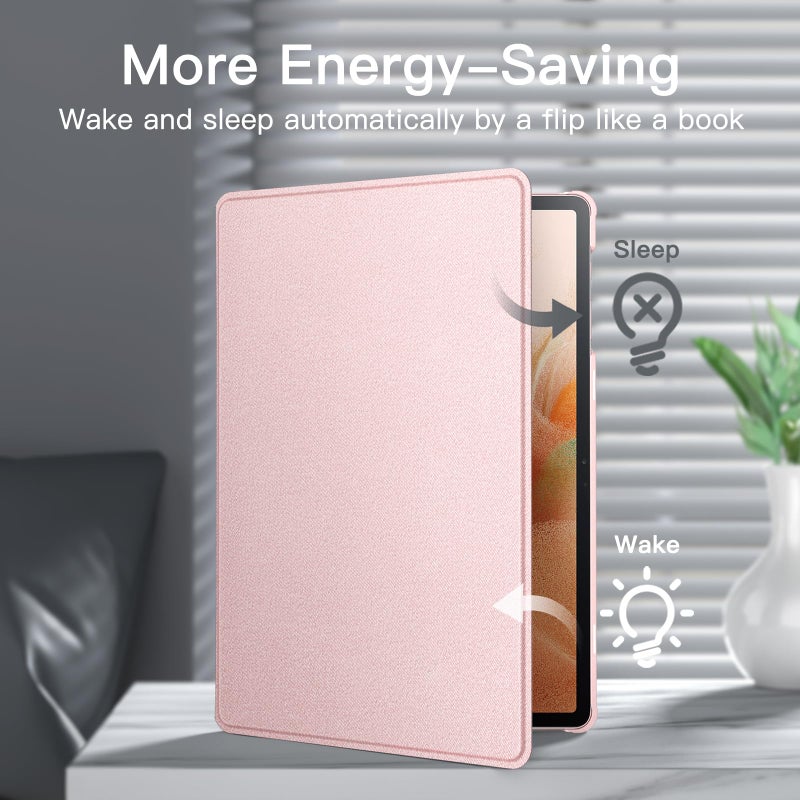 Jetech غطاء JETech لجهاز Samsung Galaxy Tab S8 Plus 2022 / S7 FE 2021 / S7 Plus 2020 بحجم 12.4 بوصة مع حامل قلم S، غطاء حماية رفيع مع قاعدة قابلة للطي، زوايا مشاهدة متعددة (وردي ذهبي) - Image 5