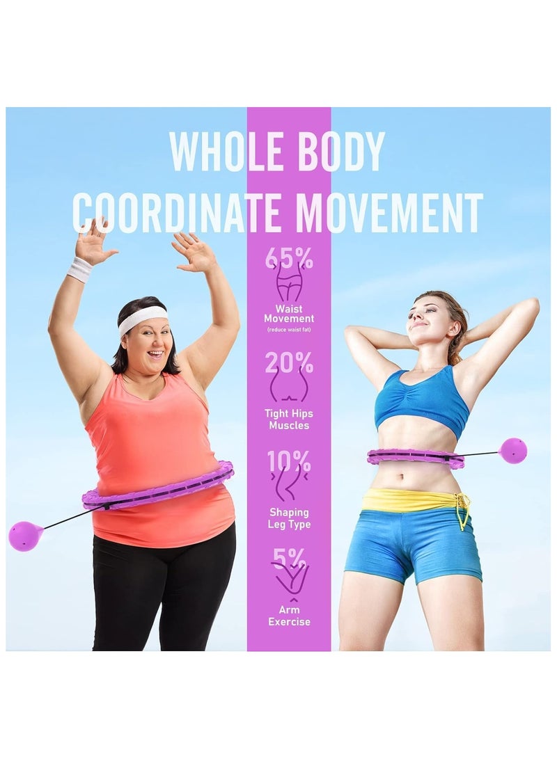 Plan A Fitness Hula Hoop Slimming Exercise Ring with Rotating Weight, Adjustable Abdominal Slimming Fitness Machine with 24 Knots, 360° Automatic Ball Rotation Exercise Machine for Adults and Kids - Image 2