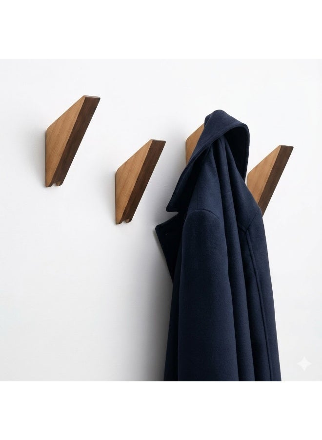 Set of 4 Modern Wooden Wall Hooks – Decorative Wall Mounted Coat Rack Hooks for Jackets, Bags, Keys, Scarves and Accessories Space Saving Organizer for Home and Office - Image 5
