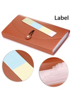 Oasisgalore Expanding File Folder -13 Pockets Small Accordion File Folder, Expandable Card Ticket Holder, Brown.  - Image 2