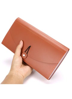 Oasisgalore Expanding File Folder -13 Pockets Small Accordion File Folder, Expandable Card Ticket Holder, Brown.  - Image 3