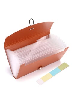 Oasisgalore Expanding File Folder -13 Pockets Small Accordion File Folder, Expandable Card Ticket Holder, Brown.  - Image 4
